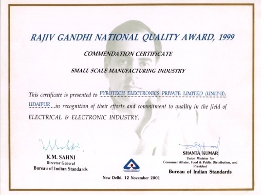 Rajeev Gandhi National Quality Award, 1999