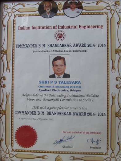 Commander B M Bhandarkar Award 2014–2015